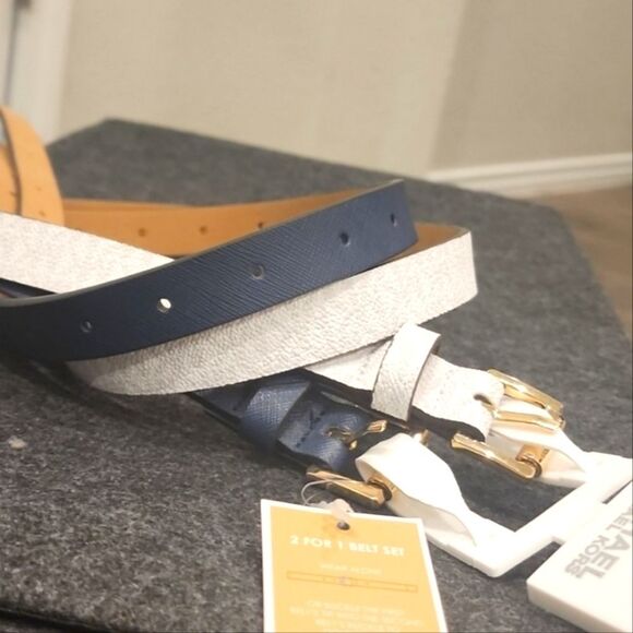 Michael Kors 2 For 1 MK Logo & Navy Belt Set - Picture 5 of 8